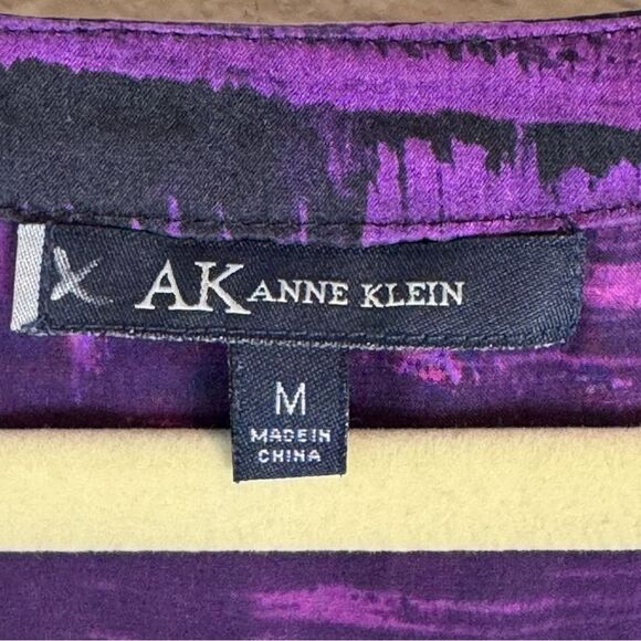 AK Anne Klein Purple Silk Scoop Neck Blouse M - Picture 3 of 7